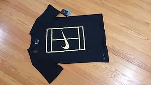 Nike Men's COURT LOGO Dri-Fit T-Shirt Black Nadal NWT (M)