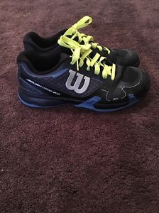 Men's Wilson Rush Pro 2.0 Blue And Black With Yellow Laces, Size 9