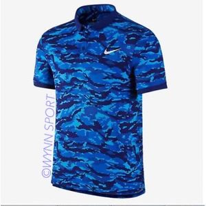 New Nike Dri Fit Advantage Camo Tennis Shirt (685223-455) Large Reg $65