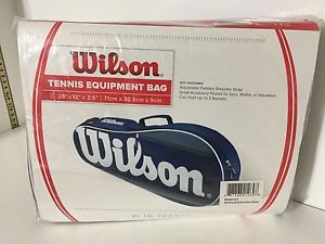 Brand New WILSON TENNIS Equipment Bag Blue/White Holds 3 Rackets ~Free Shipping~