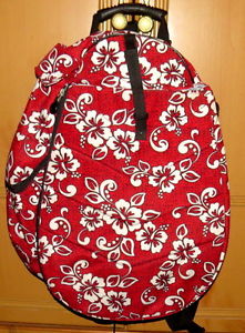 JetPac Lynne Tauchen Red White Black Tropical Floral Large Sling Tennis Bag