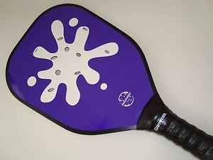 SUPER NEW AERO-DYNAMIC PICKLEBALL PADDLE WHITE SPLAT ON PURPLE T200