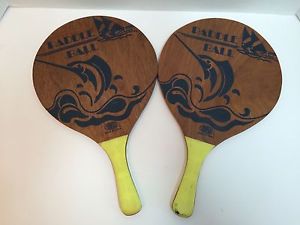 Vintage Wooden Paddle Ball Paddles Marlin Sail Fish Beach & Outdoor Toy HOWSCO