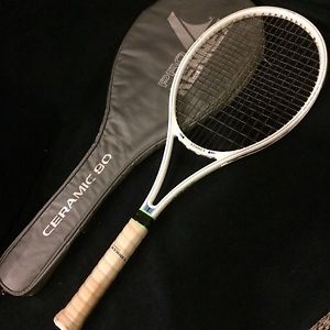 Vintage Pro Kennex Silver Ace 90 Ceramic Tennis Racquet 4 1/2  With Cover