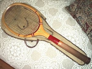 Vintage 1920s Wright & Ditson Criterion Wood Tennis Racket Racquet w/ canvas bag