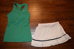 New Nike Women's  Accuracy Knit White Tennis Skirt & Tank Top Lot x-small xs S