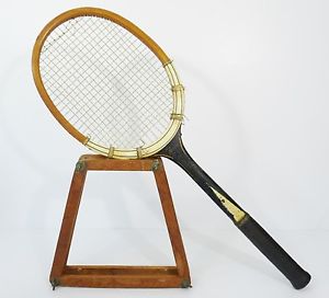 Vintage S.J. Feron Power Bat Tennis Racquet & Wood Racket Press pne