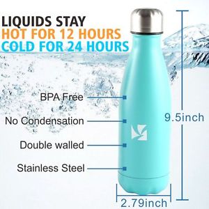 Vacuum Stainless Steel Water Bottle Blue Badminton Training Tools