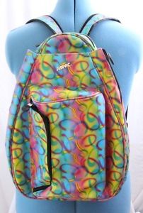 Jetpac Life is Tennis Multi-Colored Tennis Racquet Bag Backpack Slingbag Storage
