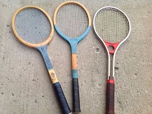 Lot of 3 Vintage Wooden Tennis Rackets -- Billie Jean King by Wilson Two Others