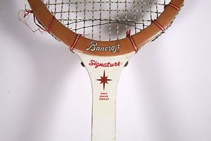 Bancroft Signature Wood Tennis Racket 4 1/2 Leather Grip