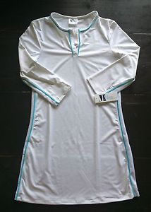 Martha McGuinness Henley Tennis Dress White with Blue Trim BNWT SZ S $138