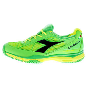 Diadora Men`s Speed Pro Evo Tennis Shoes Green and Fluo Yellow size 8,5/42