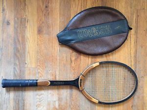 VINTAGE WILSON ADVANTAGE WOOD TENNIS RACQUET with VINTAGE COVER