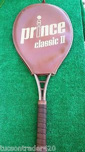 Vtg  PRINCE CLASSIC II ALUMINUM Tennis Racket With Original Cover 4 1/2