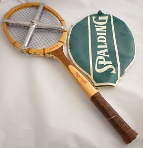 Spalding 1970's Davis Cup Wood Tennis Racquet Set 4 1/4 Leather Grip Cover Press