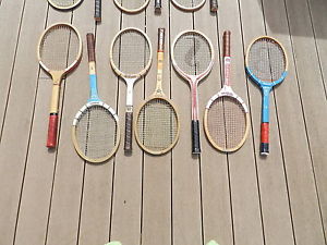 Lot of 7 Vintage Wood Tennis Rackets Wilson Bancroft Masterplay Connolly