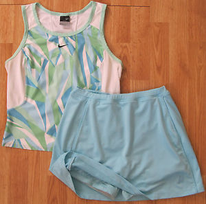 NIKE PRINCE Dri-Fit Athletic TOP & Golf Tennis Fitness SKORT Skirt Outfit Size S