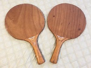 VINTAGE ORIGINAL AMCOR TING TONG WOOD BEACH PADDLES MADE IN ISRAEL
