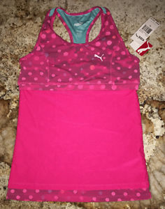 NEW Youth Girls L XL PUMA Optical Dot Mesh Racerback Tennis Training Tank Top