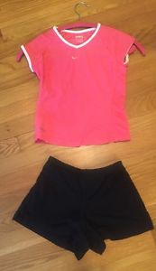 Children's Pink Nike Small Tennis Dry fit Top And Black Dry Fit Shorts
