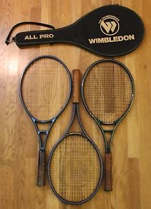 Vintage Tennis Racquets: Wilson Sting Largehead & Two Wimbledon Graphites. Nice!