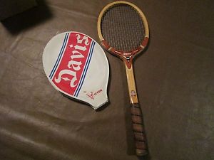 VINTAGE T.A. DAVIS HI-POINT WOOD TENNIS RACKET  W/COVER 3L