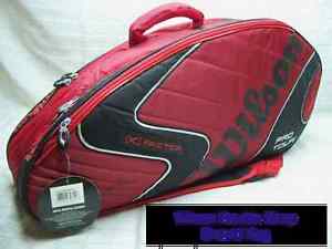 New Wilson Tennis Pro Tour Red-Black Double Strap Shoulder Bag Hold 4-6 Racquets