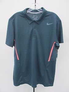 Nike Men's Power UV Grey Short-Sleeve Tennis Polo Shirt Size L NWT
