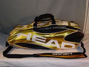 HEAD Tour Team Gold & Black Tennis Racquet Bag Hold 4-6 Rackets