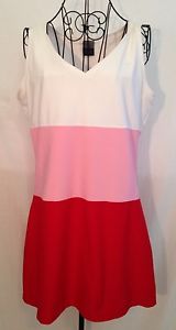 Nike Dri-Fit Sz L 12-14 White Pink Red Sleeveless Above Knee Tennis Dress