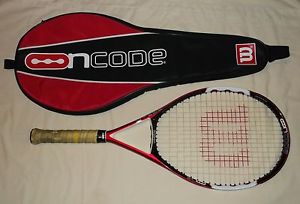 WILSON nCODE N5 OVERSIZE 110 TENNIS RACQUET GRIP 4 1/4 WITH nCODE CASE VGC