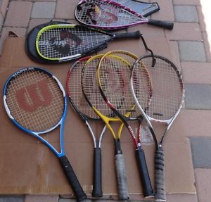 LOT OF 5 WILSON, DUNLOP, PRINCE TENNIS RACQUET   2 BONUS RACQUETBALL ONES