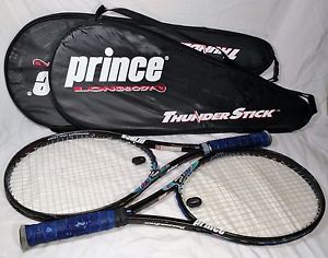 TWO Prince Graphite Longbody Thunderstick 115 Oversize Tennis Racquets 1000PL
