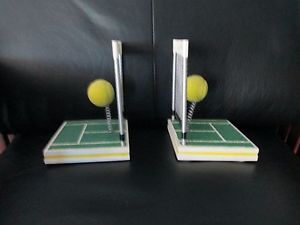 Set of Unique Tennis Book Ends Bookends Ball With Net and Court Bookends 2 Theme