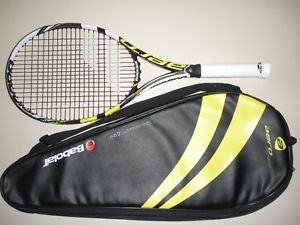BABOLAT AEROPRO TEAM 100 TENNIS RACQUET 4 3/8  (NEW STRINGS)