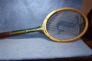 Vintage Spalding Wood Tennis Racquet, Impact 222, 4 1/2, Fiber Reinforced,