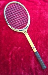 (4050) TAD DAVIS Duke Wooden Tennis Racquet With Cover 4M Made USA