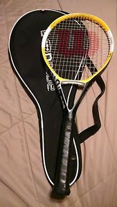 WILSON NCODE NFUSION YELLOW BLACK WHITE TENNIS RACQUET 4 3/8 HS3 MIDPLUS W/ BAG