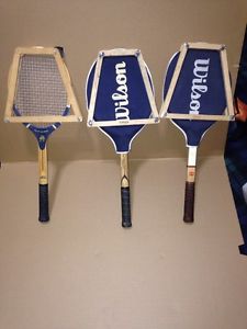 Lot 3 vintage Wooden Tennis Racquets Rackets Wilson And Slazenger