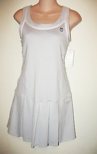 NWT K- SWISS Pleated Tennis Dress  Lt Grey w/ White , Womens  USA S / UK 10