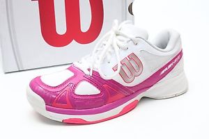 WILSON "RUSH EVO" white/ fiesta pink tennis shoes sz. 8 (UK 6) (EU 39.5) NEW!