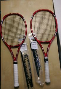 2X Yonex RDiS 100 Midplus 98 head 4 1/8 + 2X grommet sets+1 set tennis strings