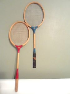* SET of Vintage ACE Badminton RACQUETS Red & Blue SET