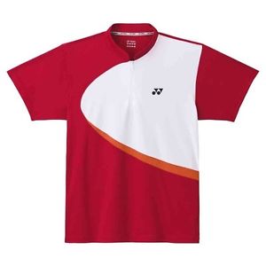 Polo Yonex rouge blanc orange zippé badminton tennis