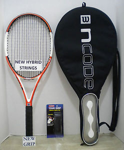 Wilson N Code N Tour MP 95 Tennis Racquet Racket 4 1/2" +NEW HYBRID STRINGS/GRIP