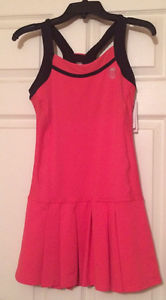 NEW K-Swiss Tennis Dress XSmall Pink/Rouge Red, Wide Black Straps, UV Protection