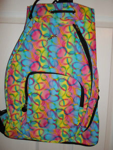 JETPAC RAINBOW SWIRLS PINK BLUE YELLOW TENNIS RACQUET BACKPACK SLING BAG NEW