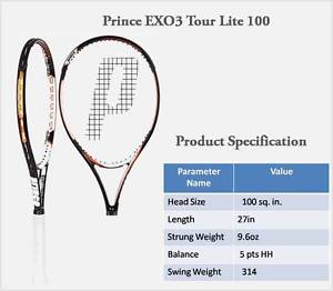 NWT PRINCE EXO3 TOUR LITE 100 TENNIS RACQUET - UNSTRUNG - 3 (4 3/8) -  AUTHENTIC