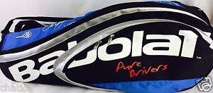 Babolat Pure Drivers Tennis Racquet Bag Blue White Silver Holds 12 Autographed